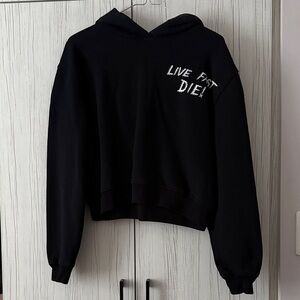 McQ Cropped Black Hoodie
